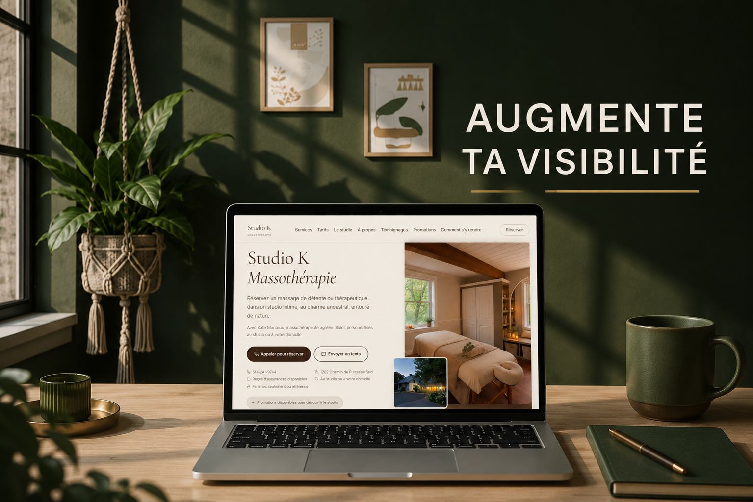 Site web Studio K Massothérapie créé par Dufour Média
